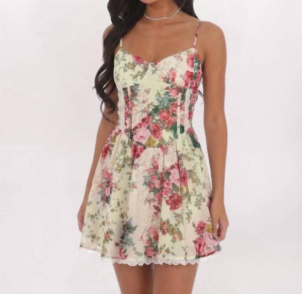 NEW SKY TO MOON floral lace underlay dress in red patch